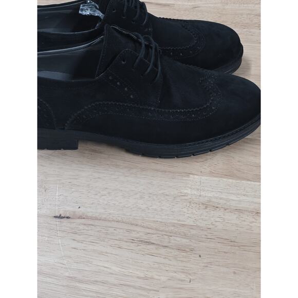 Halis-Men Comfort Men's Black Suede Oxford Wingtip Brogue Lace-Up Formal Shoes - Picture 4 of 8